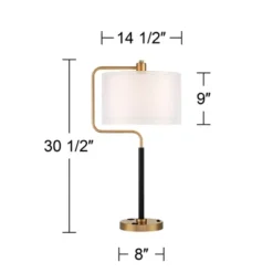 Possini Euro Design Carlyle Modern Mid Century Desk Lamp 30 1/2" Tall Gold With USB And AC Power Outlet In Base Double Drum Shades For Living Room -Possini Euro Design Shop GUEST 47e62366 b442 4bc3 bdcf 39325e77cd05