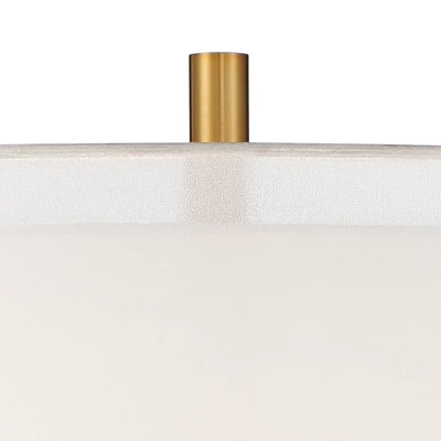 Possini Euro Design Roxie Modern Floor Lamp Standing 65 1/2" Tall Brass Black Metal Sheer Linen Double Drum Shade For Living Room Bedroom Office House 4 Possini Euro Design Roxie Modern Floor Lamp Standing 65 1/2" Tall Brass Black Metal Sheer Linen Double Drum Shade For Living Room Bedroom Office House - Image 2