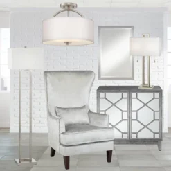 Possini Euro Design Halsted Modern Ceiling Light Semi Flush Mount Fixture 15" Wide Brushed Nickel 2-Light Oatmeal Linen Drum For Bedroom Living Room 12 Possini Euro Design Halsted Modern Ceiling Light Semi Flush Mount Fixture 15" Wide Brushed Nickel 2-Light Oatmeal Linen Drum For Bedroom Living Room -Possini Euro Design Shop GUEST 4f27ae77 7195 4949 98cf b8db59d91fb3