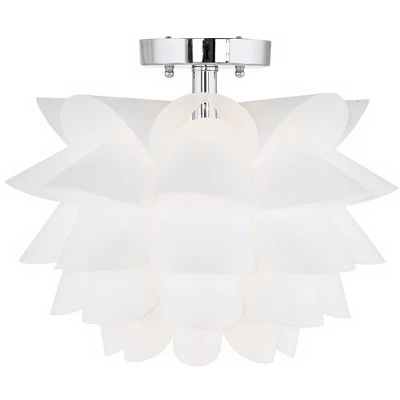 Possini Euro Design Modern Ceiling Light Semi Flush Mount Fixture 15 3/4" Wide White Flower For Bedroom Kitchen Living Room Hallway Bathroom House 7 Possini Euro Design Modern Ceiling Light Semi Flush Mount Fixture 15 3/4" Wide White Flower For Bedroom Kitchen Living Room Hallway Bathroom House - Image 5
