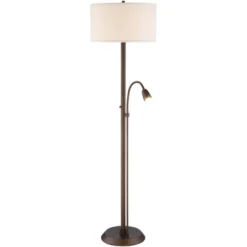 Possini Euro Design Traverse Modern Floor Lamp With LED Gooseneck Reading Light 64" Tall Oil Rubbed Bronze Oatmeal Drum Shade For Living Room Bedroom -Possini Euro Design Shop GUEST 5093fb6e 37a8 4da1 b0ca 4a1cacde8256