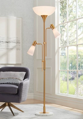 Possini Euro Design Modern Torchiere Floor Lamp With Side Lights 71" Tall Warm Gold Frosted Glass Shade For Living Room House 3 Possini Euro Design Modern Torchiere Floor Lamp With Side Lights 71" Tall Warm Gold Frosted Glass Shade For Living Room House