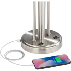 Possini Euro Design Wagner Modern Table Lamp 29 3/4" Tall Brushed Nickel With USB Charging Port And LED Gooseneck Lights White Shade For Living Room 12 Possini Euro Design Wagner Modern Table Lamp 29 3/4" Tall Brushed Nickel With USB Charging Port And LED Gooseneck Lights White Shade For Living Room -Possini Euro Design Shop GUEST 5137e03a 8258 477e 8b65 0bec03d98310