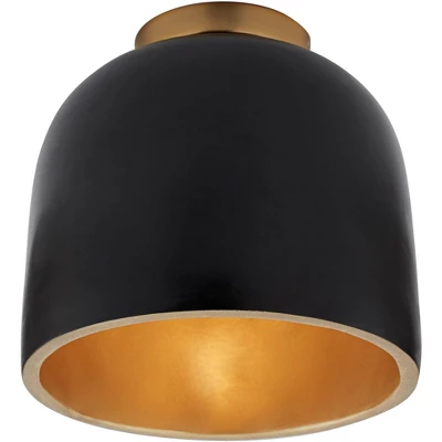 Possini Euro Design Merrick Modern Industrial Ceiling Light Flush Mount Fixture 9" Wide Black Gold For Bedroom Kitchen Living Room Hallway Bathroom 6 Possini Euro Design Merrick Modern Industrial Ceiling Light Flush Mount Fixture 9" Wide Black Gold For Bedroom Kitchen Living Room Hallway Bathroom - Image 4