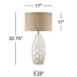 Possini Euro Design Cosgrove Modern Mid Century Table Lamp 32 3/4" Tall White Glazed Ceramic Beige Fabric Drum Shade For Bedroom Living Room Bedside -Possini Euro Design Shop GUEST 53bf3a95 df5f 48d6 9796 6dc6eda7d7ac
