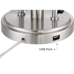 Possini Euro Design Wagner Modern Table Lamp 29 3/4" Tall Brushed Nickel With USB Charging Port And LED Gooseneck Lights White Shade For Living Room 13 Possini Euro Design Wagner Modern Table Lamp 29 3/4" Tall Brushed Nickel With USB Charging Port And LED Gooseneck Lights White Shade For Living Room -Possini Euro Design Shop GUEST 53d34396 0407 443b 993a c82bff3e8dfb