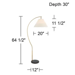 Possini Euro Design Modern Art Deco Arc Floor Lamp 64 1/2" Tall Warm Gold Metal Pleated Fabric Cone Shade For Living Room Reading Family Bedroom House -Possini Euro Design Shop GUEST 5468e351 c195 4f44 9d75 664cedeee213
