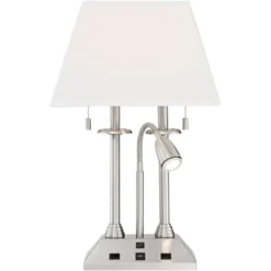 Possini Euro Design Dexter Modern Table Lamp 26" High Brushed Nickel With USB And AC Power Outlet In Base LED Reading Light White Shade For Home Desk 17 Possini Euro Design Dexter Modern Table Lamp 26" High Brushed Nickel With USB And AC Power Outlet In Base LED Reading Light White Shade For Home Desk -Possini Euro Design Shop GUEST 550d45bd 55cb 4f73 93fa 137dbebc1854