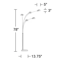 Possini Euro Design Modern Mid Century Arc Floor Lamp With USB Charging Port 5-Light 78" Tall Chrome Metal For Living Room Reading -Possini Euro Design Shop GUEST 55a73656 dc24 4e60 bbb8 aa315a740a8e