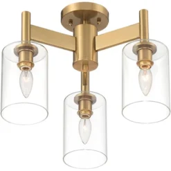 Possini Euro Design Lantico Modern Ceiling Light Semi Flush Mount Fixture 17" Wide Gold 3-Light Clear Glass For Bedroom Kitchen Living Room Hallway -Possini Euro Design Shop GUEST 588bdcb7 6e47 47c6 abca ad84875dee6a