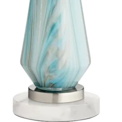 Possini Euro Design Jaime Coastal Table Lamp With Round White Marble Riser 26" High Blue Gray Drum Shade For Bedroom Living Room Office House Home -Possini Euro Design Shop GUEST 58e1e4c2 bb50 4a88 8d98 4d8e75a3c6dd