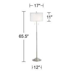 Possini Euro Design Roxie Modern Floor Lamp Standing 65 1/2" Tall Brushed Nickel Sheer Linen Double Drum Shade For Living Room Bedroom Office House -Possini Euro Design Shop GUEST 59b91dd6 a1fd 4d62 8c07 de785160b0ce