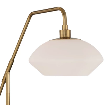 Possini Euro Design Modern Arc Floor Lamp 63 1/2" Tall Warm Gold Black Metal Milky White Glass Shade For Living Room Reading House 4 Possini Euro Design Modern Arc Floor Lamp 63 1/2" Tall Warm Gold Black Metal Milky White Glass Shade For Living Room Reading House - Image 2