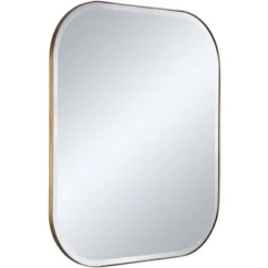 Possini Euro Design Bailey Rounded Corner Rectangular Vanity Wall Mirror Modern Beveled Brushed Gold Frame 27" Wide For Bathroom Bedroom Home Office -Possini Euro Design Shop GUEST 5c289318 1d57 4668 9442 be018fa1566f
