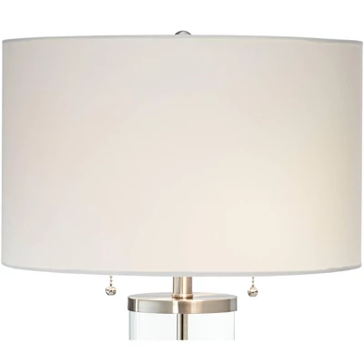 Possini Euro Design Fritz Modern Table Lamp 26 1/2" High Silver Clear Glass Column With USB And AC Power Outlet In Base Drum Shade For Bedroom Desk 8 Possini Euro Design Fritz Modern Table Lamp 26 1/2" High Silver Clear Glass Column With USB And AC Power Outlet In Base Drum Shade For Bedroom Desk - Image 6
