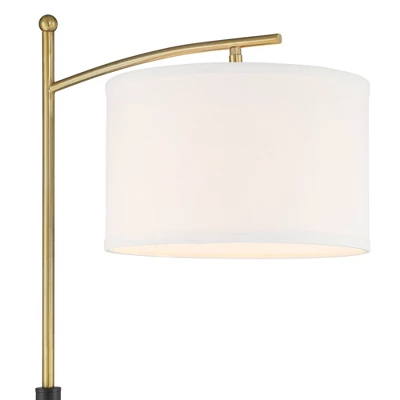 Possini Euro Design Modern Downbridge Floor Lamp 64" Tall Black Brass Metal Linen Drum Shade For Living Room Reading Bedroom Home 4 Possini Euro Design Modern Downbridge Floor Lamp 64" Tall Black Brass Metal Linen Drum Shade For Living Room Reading Bedroom Home - Image 2