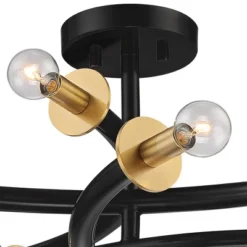 Possini Euro Design Alturus Modern Ceiling Light Semi Flush Mount Fixture 34" Wide Gloss Black Warm Brass 8-Light For Bedroom Living Room Hallway Home -Possini Euro Design Shop GUEST 608b89e8 12d2 415b 9bf3 dfa176d7c4dd
