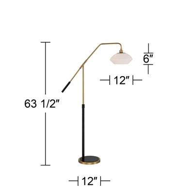 Possini Euro Design Modern Arc Floor Lamp 63 1/2" Tall Warm Gold Black Metal Milky White Glass Shade For Living Room Reading House 10 Possini Euro Design Modern Arc Floor Lamp 63 1/2" Tall Warm Gold Black Metal Milky White Glass Shade For Living Room Reading House - Image 8