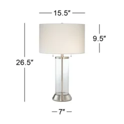 Possini Euro Design Fritz Modern Table Lamps 26 1/2" High Set Of 2 Silver Clear Glass With USB And AC Power Outlet In Base Drum Shade For Bedroom Desk 17 Possini Euro Design Fritz Modern Table Lamps 26 1/2" High Set Of 2 Silver Clear Glass With USB And AC Power Outlet In Base Drum Shade For Bedroom Desk -Possini Euro Design Shop GUEST 6119309c 0f87 4af7 ae8c 63aeb091be4f