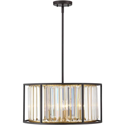 Possini Euro Design Milne Bronze Gold Drum Pendant Chandelier 20" Wide Modern Crystal 5-Light Fixture For Dining Room House Kitchen Island Entryway 7 Possini Euro Design Milne Bronze Gold Drum Pendant Chandelier 20" Wide Modern Crystal 5-Light Fixture For Dining Room House Kitchen Island Entryway - Image 5
