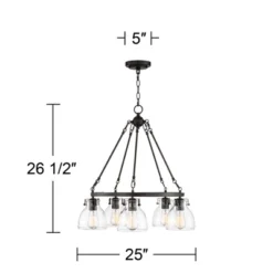 Possini Euro Design Bellis Bronze Wagon Wheel Pendant Chandelier 25" Wide Modern Clear Glass 5-Light Fixture For Dining Room House Kitchen Island Home -Possini Euro Design Shop GUEST 618dbfc5 4583 4867 8ae1 6096256d5a37