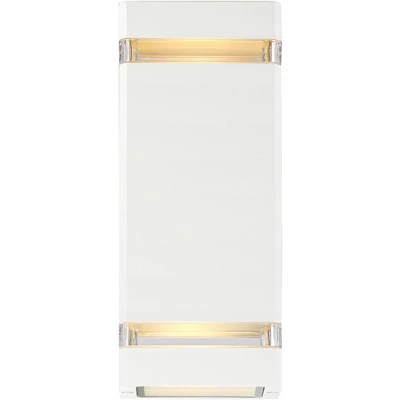 Possini Euro Design Modern Outdoor Wall Light Fixture White 2-Light Up Down 10 1/2" Clear Glass Inserts For Exterior Barn Deck House Porch Yard Patio 5 Possini Euro Design Modern Outdoor Wall Light Fixture White 2-Light Up Down 10 1/2" Clear Glass Inserts For Exterior Barn Deck House Porch Yard Patio - Image 3