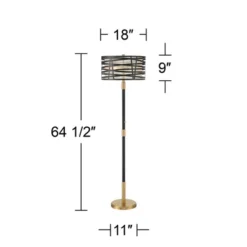 Possini Euro Design Halifax Modern Industrial Floor Lamp 64 1/2" Tall Matte Black Warm Gold Metal Double Drum Shade For Living Room Bedroom Office -Possini Euro Design Shop GUEST 61f0af63 5325 4df1 8d58 37fb0ffbc58c