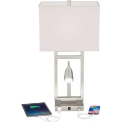 Possini Euro Design Modern Table Lamp With USB Outlet Reading Light LED 29.25" Tall Brushed Nickel Rectangular Off White Shade Bedroom Office 11 Possini Euro Design Modern Table Lamp With USB Outlet Reading Light LED 29.25" Tall Brushed Nickel Rectangular Off White Shade Bedroom Office -Possini Euro Design Shop GUEST 61fa48e8 eed1 45ec 8ed1 e6c22f3ef1e9