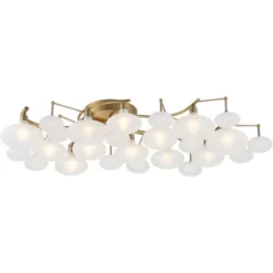 Possini Euro Design Lilypad Modern Ceiling Light Semi Flush Mount Fixture 30 1/4" Wide Warm Brass 12-Light Frosted Glass Shade For Bedroom Living Room -Possini Euro Design Shop GUEST 6290ad1c 7303 4beb b78c 9260da63b240