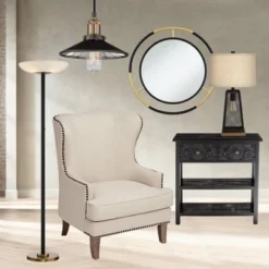 Possini Euro Design Modern Torchiere Floor Lamp LED 72" Tall Black Antique Brass White Glass Shade For Living Room Reading Uplight -Possini Euro Design Shop GUEST 63c305ac 45d8 4892 859d 528c6eb490d2