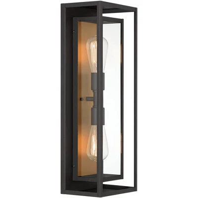 Possini Euro Design Metropolis Mid Century Modern Outdoor Wall Light Fixture Black Gold 22" Clear Glass For Post Exterior Barn Deck House Porch Yard 6 Possini Euro Design Metropolis Mid Century Modern Outdoor Wall Light Fixture Black Gold 22" Clear Glass For Post Exterior Barn Deck House Porch Yard - Image 4