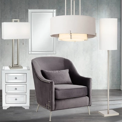 Possini Euro Design Concentric Brushed Nickel Pendant Chandelier 25" Wide Modern White Fabric Drum 4-Light For Dining Room House Foyer Kitchen Island 9 Possini Euro Design Concentric Brushed Nickel Pendant Chandelier 25" Wide Modern White Fabric Drum 4-Light For Dining Room House Foyer Kitchen Island - Image 7