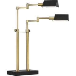 Possini Euro Design Keegan Modern Desk Lamp 24" High Warm Brass With Dual USB Charging Ports LED Adjustable Black Shade For Bedroom Living Room Desk -Possini Euro Design Shop GUEST 66df3b7f 2031 4a6b b64b b0ebfd7ab82a