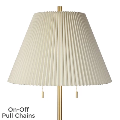 Possini Euro Design Milan Modern 66" Tall Floor Lamp Gold Metal Beige Pleated Empire Fabric Shade For Living Room Bedroom Office 4 Possini Euro Design Milan Modern 66" Tall Floor Lamp Gold Metal Beige Pleated Empire Fabric Shade For Living Room Bedroom Office - Image 2