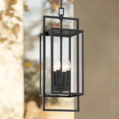 Possini Euro Design Jericho Modern Outdoor Hanging Light Textured Black 24 1/4" Clear Glass Panel For Post Exterior Barn Deck House Porch Yard Patio 3 Possini Euro Design Jericho Modern Outdoor Hanging Light Textured Black 24 1/4" Clear Glass Panel For Post Exterior Barn Deck House Porch Yard Patio