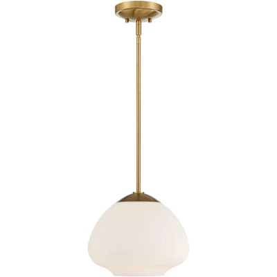 Possini Euro Design Orilla Brass Mini Pendant Light 11 3/4" Wide Mid Century Modern White Opal Glass Shade For Dining Room House Foyer Kitchen Island 6 Possini Euro Design Orilla Brass Mini Pendant Light 11 3/4" Wide Mid Century Modern White Opal Glass Shade For Dining Room House Foyer Kitchen Island - Image 4