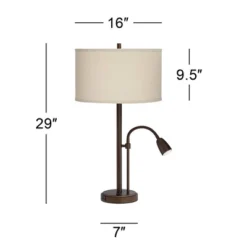 Possini Euro Design Traverse Modern Table Lamps 29" Tall Set Of 2 With USB Charging Port Gooseneck LED Bronze Oatmeal Shade For Bedroom Living Room 14 Possini Euro Design Traverse Modern Table Lamps 29" Tall Set Of 2 With USB Charging Port Gooseneck LED Bronze Oatmeal Shade For Bedroom Living Room -Possini Euro Design Shop GUEST 6bbea756 dab2 4fd0 b1cc 9e21c7031db9