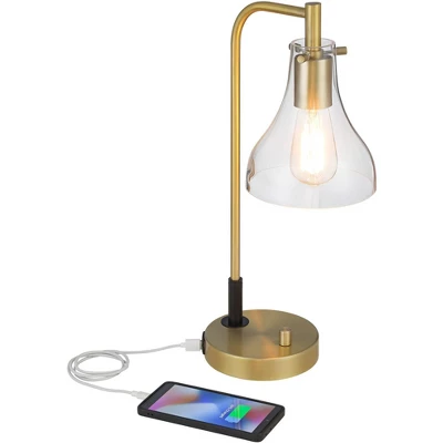 Possini Euro Design Possini Euro Kinzie Desk Lamp With Power Outlet And USB Ports Warm Gold 4 Possini Euro Design Possini Euro Kinzie Desk Lamp With Power Outlet And USB Ports Warm Gold - Image 2