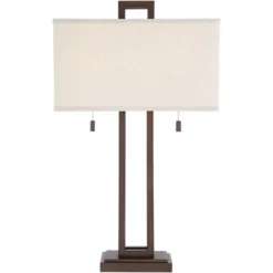 Possini Euro Design Gossard Modern Industrial Table Lamp 30" Tall Bronze With USB Charging Port White Rectangular Shade For Bedroom Living Room Office -Possini Euro Design Shop GUEST 6d1c8f69 014e 46a3 982f e42d732499dc