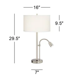 Possini Euro Design Traverse Modern Table Lamps Set Of 2 29 1/2" Tall Brushed Nickel With USB Charging Port LED Gooseneck White Drum Shade For Desk 13 Possini Euro Design Traverse Modern Table Lamps Set Of 2 29 1/2" Tall Brushed Nickel With USB Charging Port LED Gooseneck White Drum Shade For Desk -Possini Euro Design Shop GUEST 6d7b83aa 79f5 4aad 8a9b 164194cb3e7e