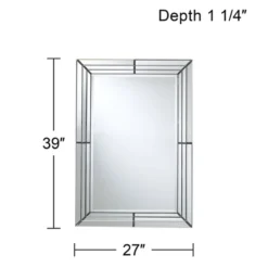 Possini Euro Design Rectangular Vanity Decorative Wall Mirror Modern Beveled Edge Clear Mirrored Tiles Frame 27" Wide For Bathroom Bedroom Living Room -Possini Euro Design Shop GUEST 6f147019 b894 49af a311 0565df30a228