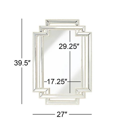 Possini Euro Design Erte Rectangular Vanity Wall Mirror Modern Beveled Silver Leaf Beaded Openwork Frame 27" Wide For Bathroom Bedroom Living Room 9 Possini Euro Design Erte Rectangular Vanity Wall Mirror Modern Beveled Silver Leaf Beaded Openwork Frame 27" Wide For Bathroom Bedroom Living Room - Image 7