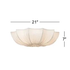 Possini Euro Design Planetarium Modern Ceiling Light Flush Mount Fixture 21" Wide Chrome 3-Light Ivory Fabric Scalloped Bowl For Bedroom Living Room -Possini Euro Design Shop GUEST 72a126fd 1741 41cd bcaa 8b9cea2d2c00