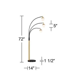 Possini Euro Design Rayne Modern Arc Floor Lamp 72" Tall Gold Black 3 Light LED Adjustable Arm Frosted Glass Globe Shade For Living Room Reading Home -Possini Euro Design Shop GUEST 72acbc96 d16e 434d 81e6 38138e50870f