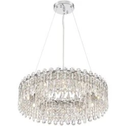 Possini Euro Design Alyssa Chrome Drum Chandelier 23 1/2" Wide Modern Crystal 12-Light LED Fixture For Dining Room Kitchen Island Entryway Bedroom -Possini Euro Design Shop GUEST 72d0a421 5e99 4e52 9e71 3dc4bc80e7ac