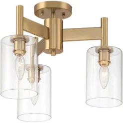 Possini Euro Design Lantico Modern Ceiling Light Semi Flush Mount Fixture 17" Wide Gold 3-Light Clear Glass For Bedroom Kitchen Living Room Hallway -Possini Euro Design Shop GUEST 75e74a4c 95e3 4f50 914c 323adc86137a