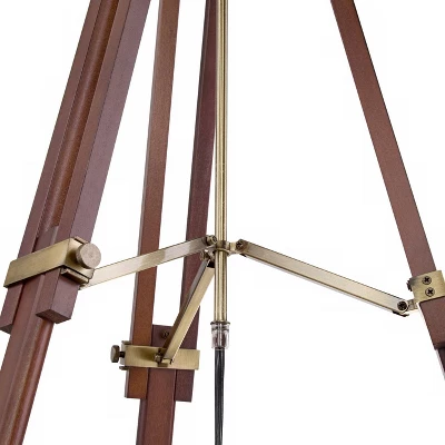 Possini Euro Design Surveyor Modern Tripod Floor Lamp 57 1/2" Tall Cherry Wood Adjustable Beige Linen Drum Shade For Living Room Bedroom Office House 5 Possini Euro Design Surveyor Modern Tripod Floor Lamp 57 1/2" Tall Cherry Wood Adjustable Beige Linen Drum Shade For Living Room Bedroom Office House - Image 3