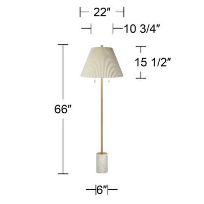 Possini Euro Design Milan Modern 66" Tall Floor Lamp Gold Metal Beige Pleated Empire Fabric Shade For Living Room Bedroom Office 7 Possini Euro Design Milan Modern 66" Tall Floor Lamp Gold Metal Beige Pleated Empire Fabric Shade For Living Room Bedroom Office - Image 5