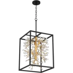Possini Euro Design Carrine Black Gold Pendant Chandelier 15 1/4" Wide Modern Clear Crystal 4-Light Fixture For Dining Room House Foyer Kitchen Island -Possini Euro Design Shop GUEST 7a793c5e 6f0a 4ce8 8858 e6f4b4f4816d