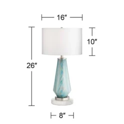 Possini Euro Design Jaime Coastal Table Lamp With Round White Marble Riser 26" High Blue Gray Drum Shade For Bedroom Living Room Office House Home -Possini Euro Design Shop GUEST 7f0689f3 b5d7 4edd 81d7 3115e539944f